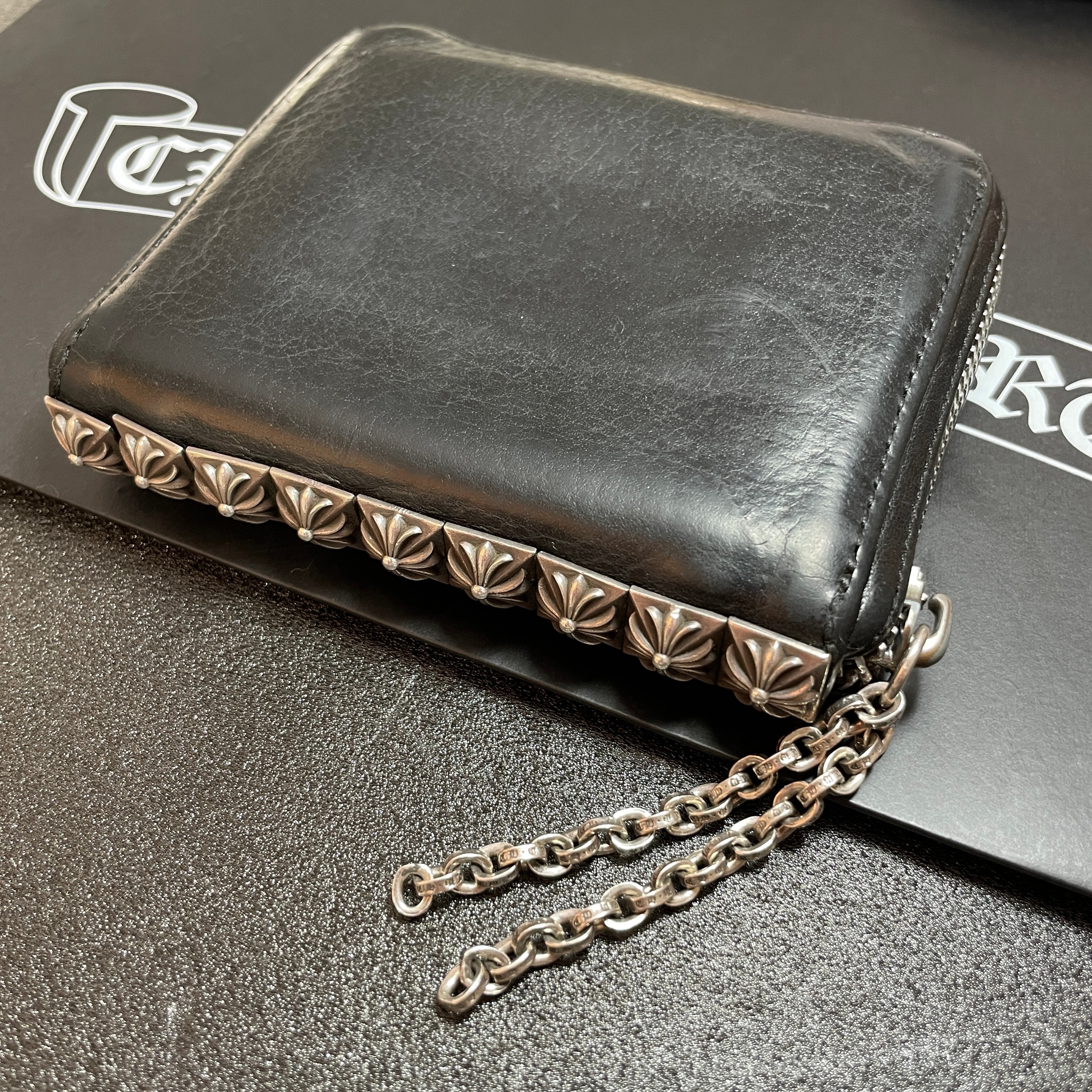 Chrome Hearts 3 Side Zip Leather Wallet "Black/Silver"