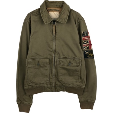 古着 ラルフローレン Ralph Lauren DENIM&SUPPLY デニム&サプライ 星条旗柄 ヘリンボーン ミリタリージャケット メンズM相当/eaa619848