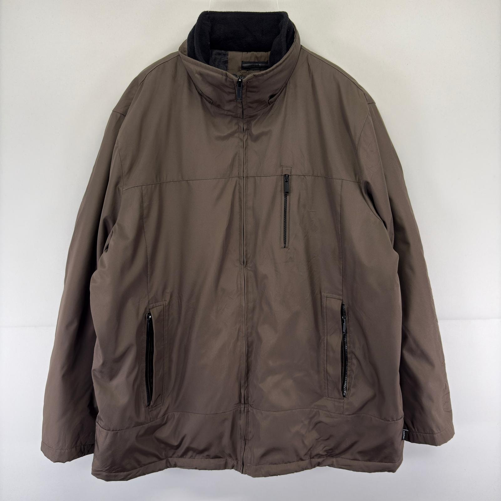 古着 カルバンクライン Calvin Klein ジャケット 中綿 レイヤード フルジップ ナイロン ワンポイントロゴ  ブラウン系 メンズ