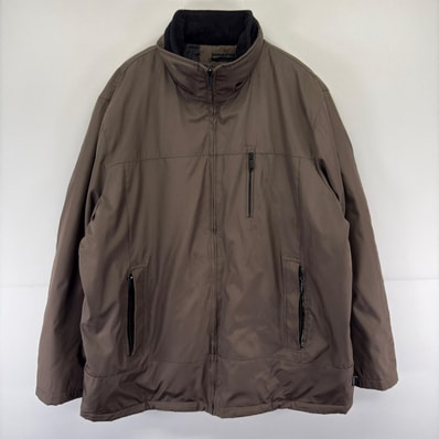 古着 カルバンクライン Calvin Klein ジャケット 中綿 レイヤード フルジップ ナイロン ワンポイントロゴ ブラウン系 メンズ