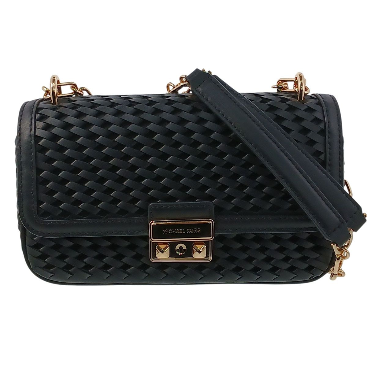 Michael Kors マイケルコース ウーヴンレザー ショルダーバッグ ショルダーバッグ 30T4G2RL5L1 レザー ブラック レディース【中古】