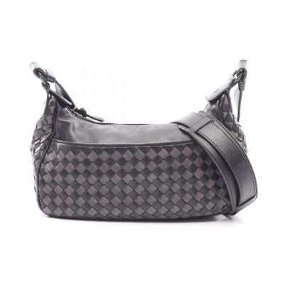 ボッテガヴェネタ BOTTEGA VENETA イントレチャート ショルダーバッグ バッグ レザー レディース ブラック系 / グレー系 【中古】