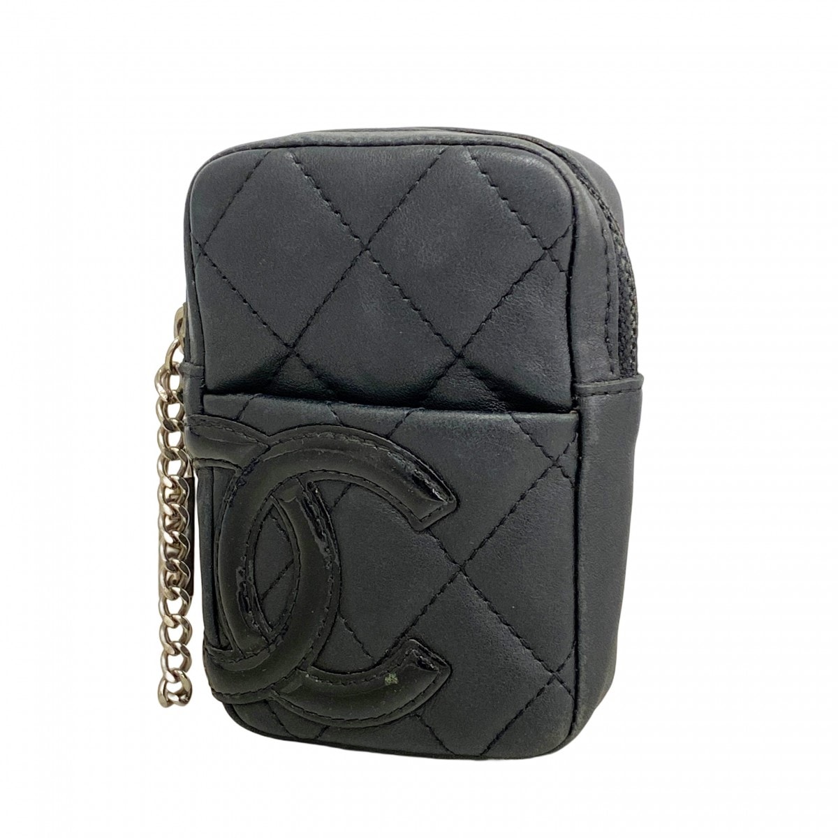 ★SALE【6ce5912-k】シャネル シガレットケース カンボン ラムスキン ブラック シルバー金具【中古】レディース