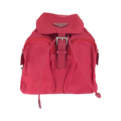 PRADA プラダ テスート 三角ロゴプレート レッド シルバー金具 ナイロン レザー/ リュック・デイパック バックパック 506683 【中古】