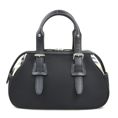 バーバリー BURBERRY ハンドバッグ ナイロンキャンバス/レザー ブラック×ベージュ レディース【中古】 h31337a