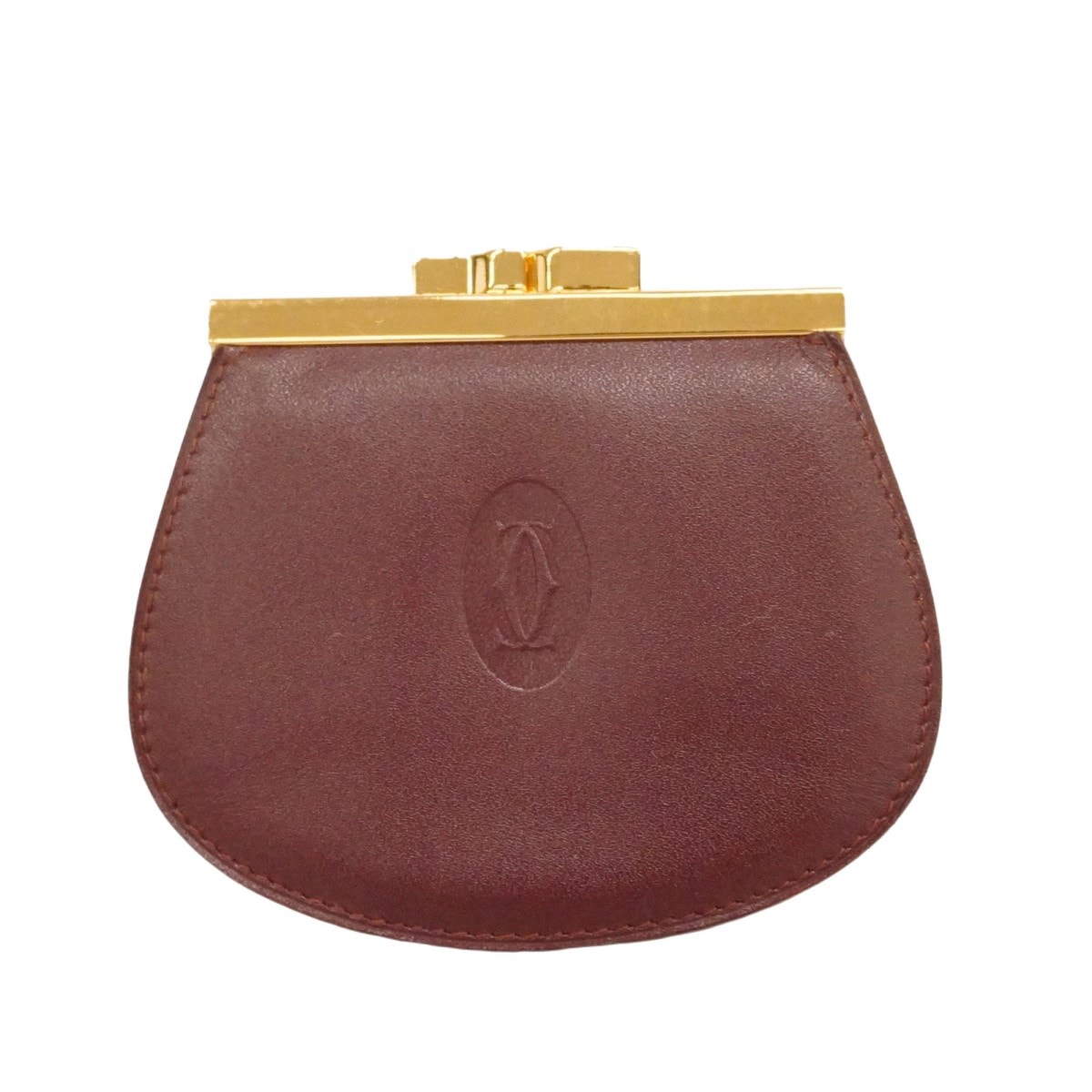 【6dd4363】カルティエ コインケース マスト レザー ボルドー ゴールド金具【中古】レディース