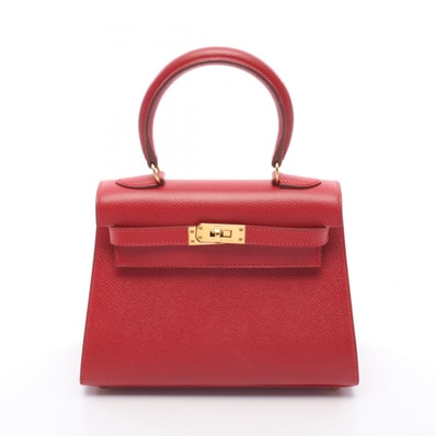 エルメス HERMES ミニ 外縫い 2WAY ハンドバッグ バッグ レザー クシュベル クシュベル ルージュヴィフ ○Y刻印(1995年製造) レディース レッド系 【中古】