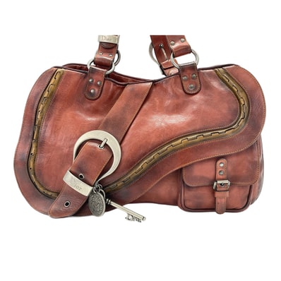 ディオール Dior レザー ガウチョ ハンドバッグ【中古】