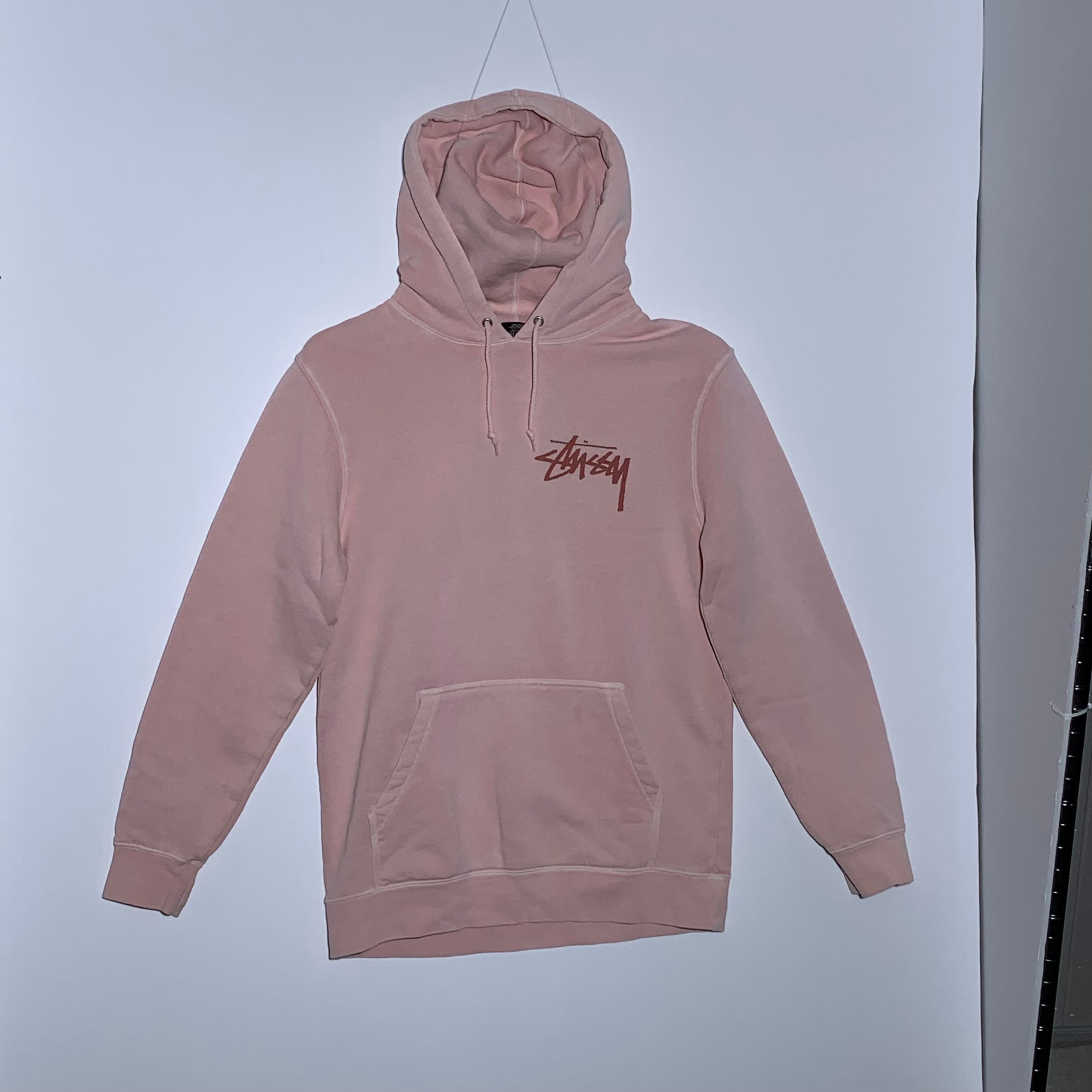 stussy stock logo hoodie pink