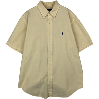 古着 ラルフローレン Ralph Lauren CLASSIC FIT シアサッカー 半袖 ボタンダウン ストライプシャツ メンズL相当/eaa495228