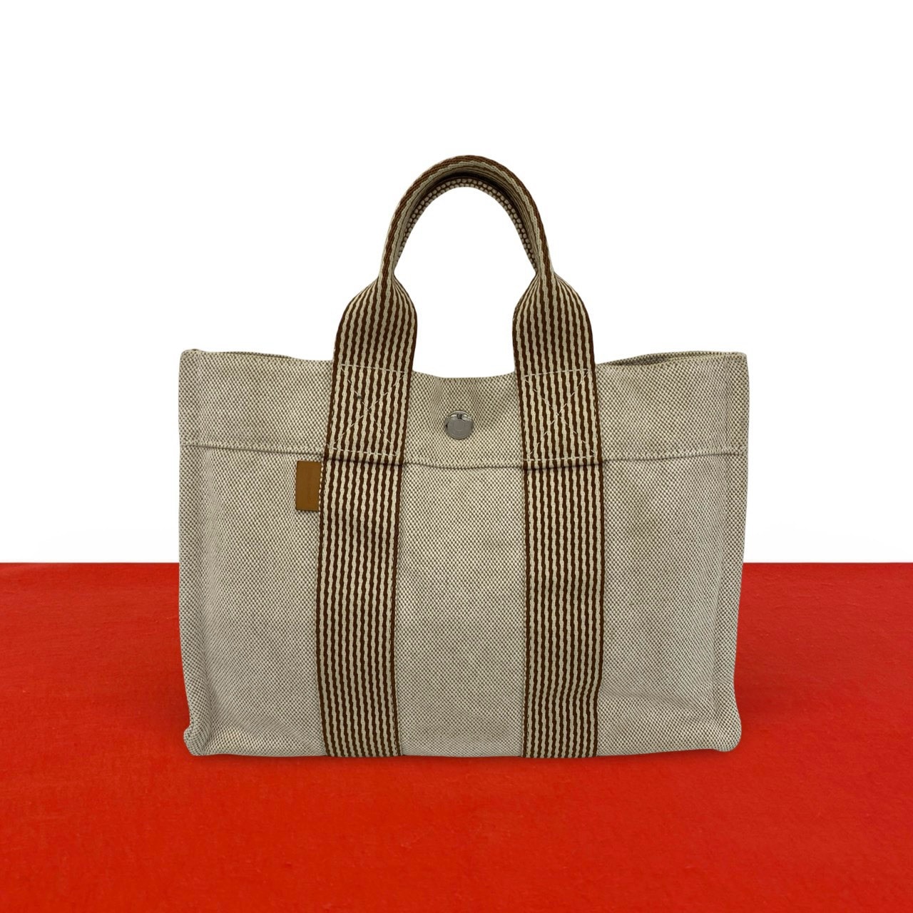 HERMES エルメス ニュー フールトゥ トワルアッシュ ハンドバッグ ベージュ
 185-2
