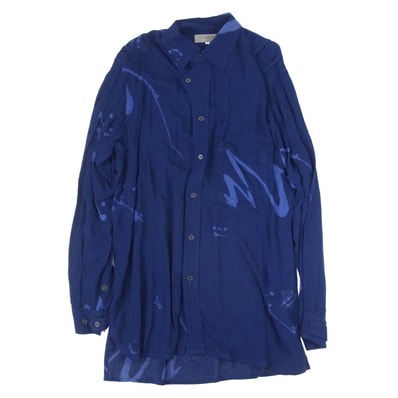 Yohji Yamamoto POUR HOMME ヨウジヤマモトプールオム 長袖シャツ 17SS HB-B78-210 総柄 長袖 レーヨン シャツ ネイビー系 1【中古】