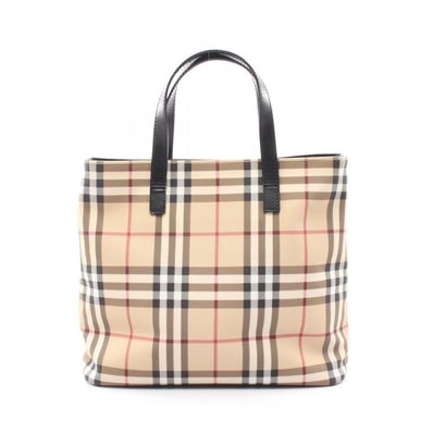 バーバリー BURBERRY ノバチェック トート トートバッグ バッグ PVCコーティングキャンバス レザー レディース ベージュ系 / ブラック系 / マルチカラー 【中古】