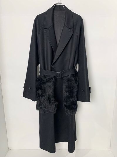 ssstein Oversized Pocket Coat (Pocket Fur) "Black"