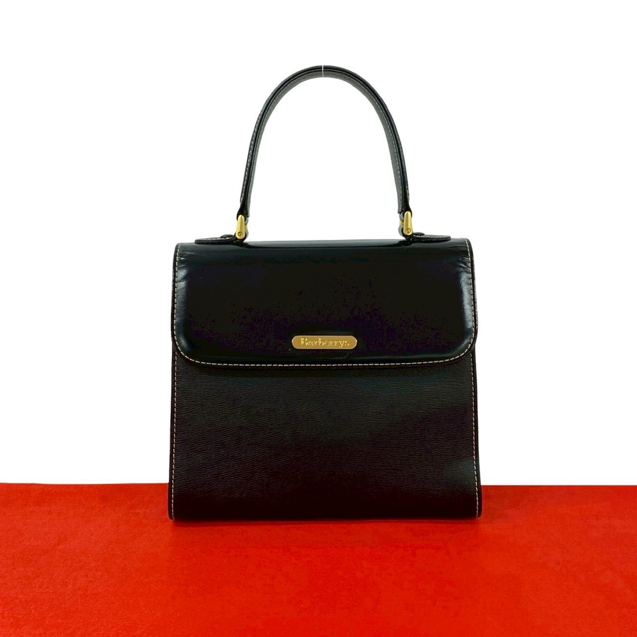 BURBERRY バーバリー ロゴ 金具 ノバチェック レザー ハンドバッグ ブラック
36301