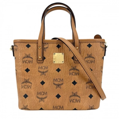 MCM エム・シー・エム 2WAY ヴィセトス TONI ハンドバッグ ショルダーバッグ レザー ブラウン 茶 ゴールド金具 レディース 美品【中古品】
