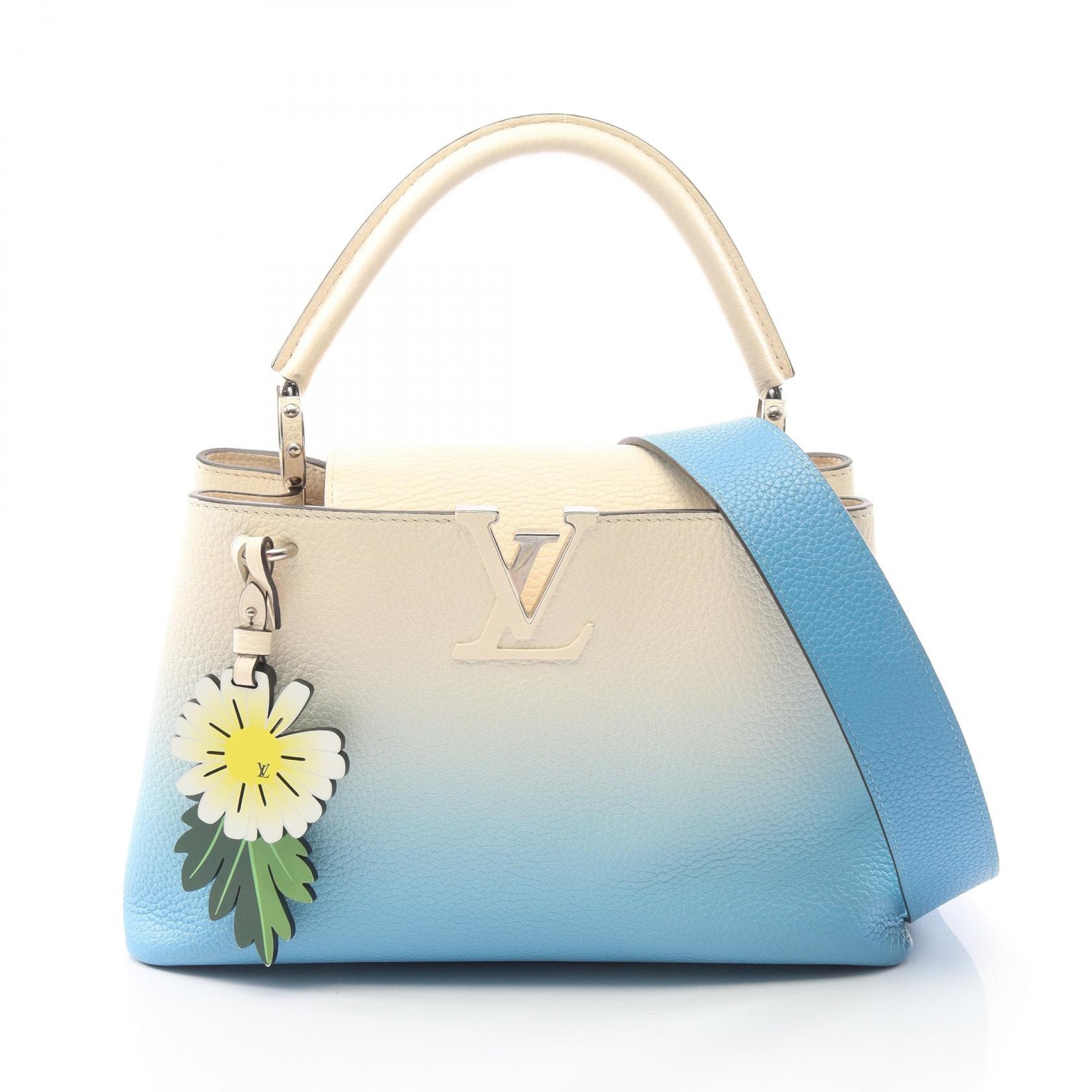 ルイ・ヴィトン LOUIS VUITTON カプシーヌMM 2WAY ハンドバッグ バッグ レザー レディース アイボリー系 / ブルー系 M57915 【中古】