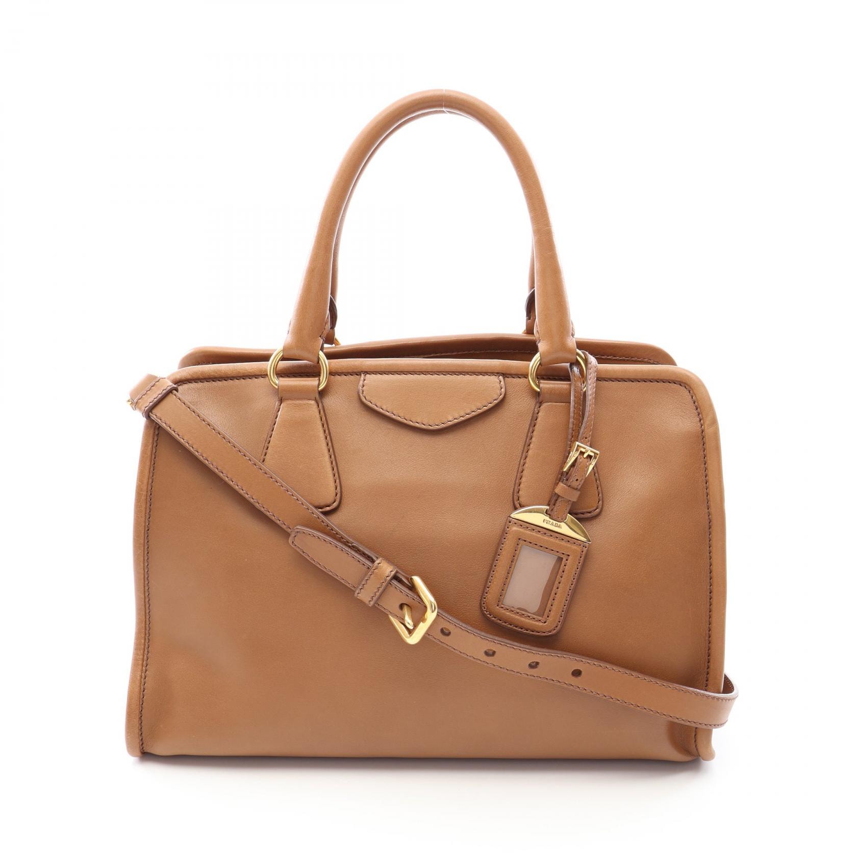 プラダ PRADA CITY CALF 2WAY ハンドバッグ バッグ レザー レディース ブラウン系 【中古】