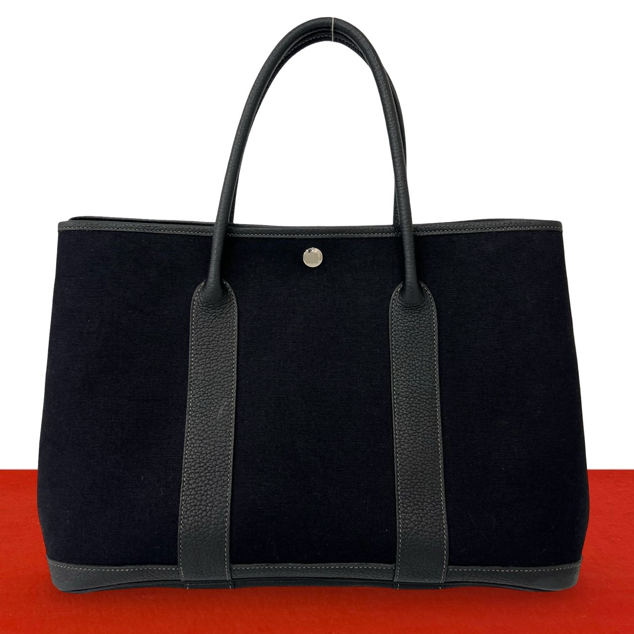 HERMES エルメス ガーデンパーティ PM トワルアッシュ ブッフル トートバッグ ブラック
 29806