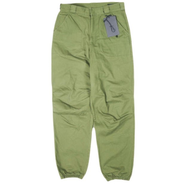 PRADA プラダ イタリア製 Chevron Cotton Loose-Fit Pants トライアングルロゴ コットンヘリンボーンパンツ SPH381 S000 14B5 46 OLIVE ワイド ボトムス g26620