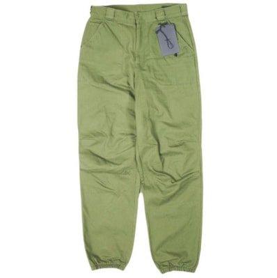 PRADA プラダ イタリア製 Chevron Cotton Loose-Fit Pants トライアングルロゴ コットンヘリンボーンパンツ SPH381 S000 14B5 46 OLIVE ワイド ボトムス g26620