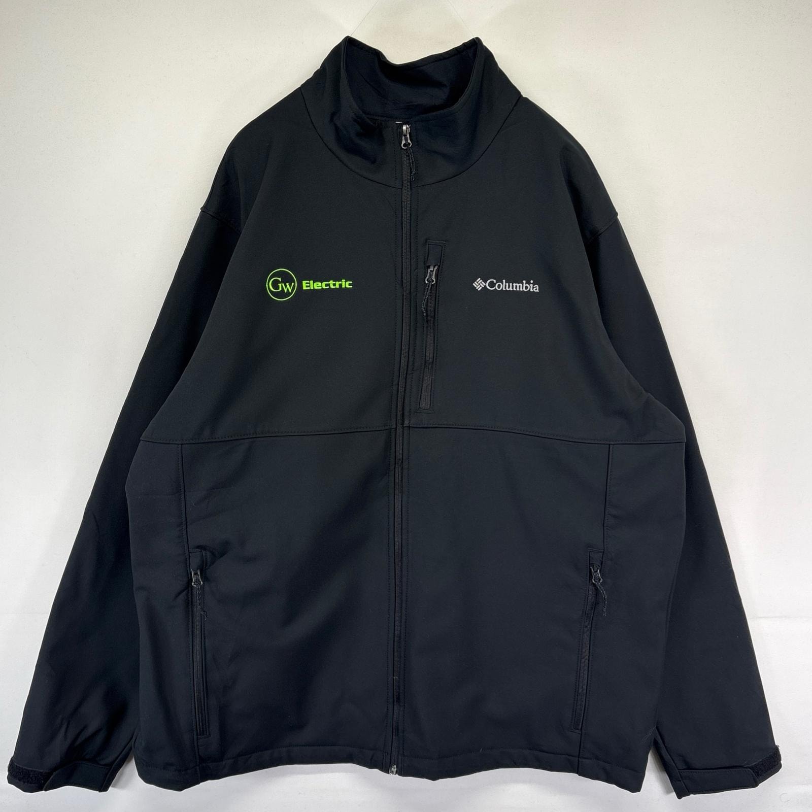 古着 コロンビア Columbia ジャケット ソフトシェル フルジップ 大きいサイズ フリースライナー アウトドア 2XLT  ブラック系 メンズ