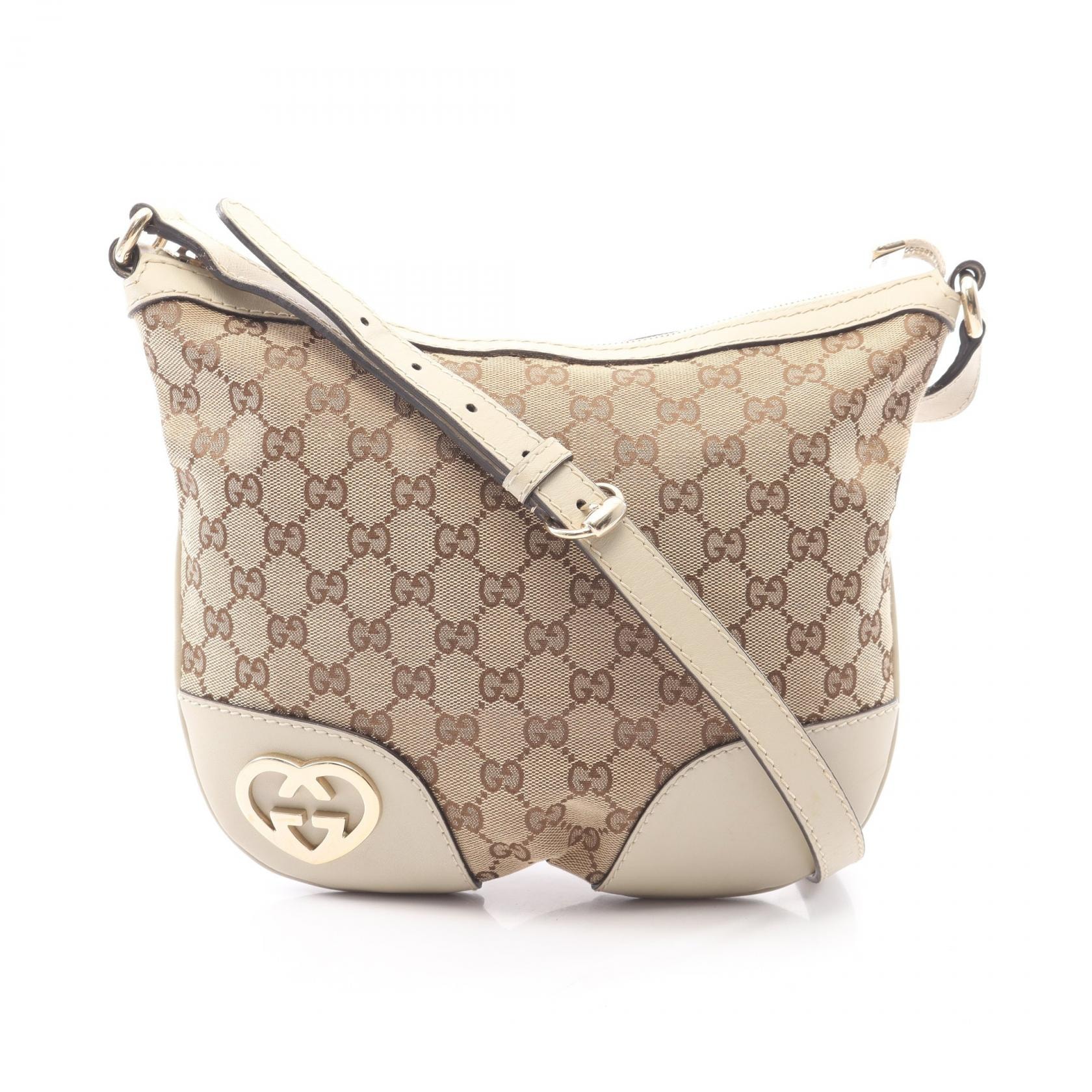 グッチ GUCCI ラブリー GGキャンバス ショルダーバッグ バッグ キャンバス レザー レディース ベージュ系 / ブラウン系 / ホワイト系 257072 【中古】