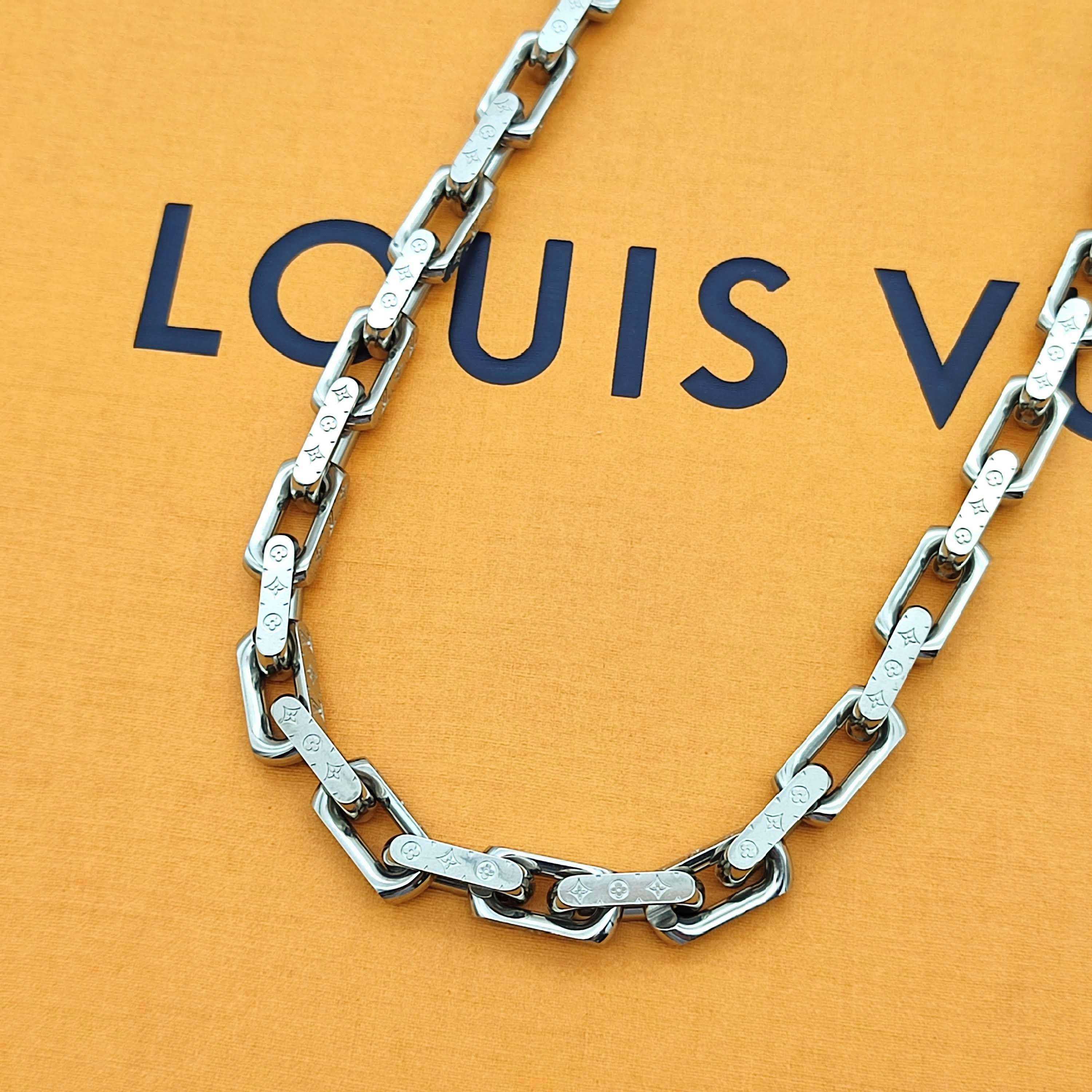 Louis Vuitton Monogram Chain Necklace "Silver"