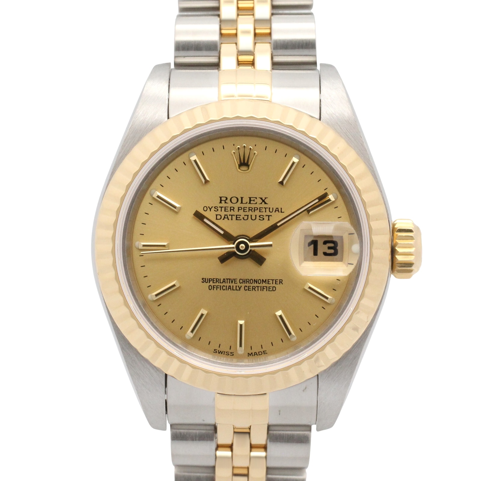 ロレックス ROLEX デイトジャスト Y番 腕時計 時計 K18(イエローゴールド) ステンレススチール レディース ゴールド系 シャンパン/バー 79173 【中古】
