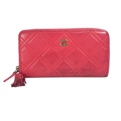 CHANEL シャネル マトラッセ 長財布 レザー ピンク レディース【中古】