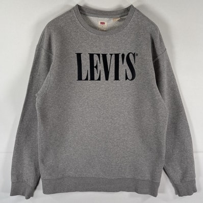 古着 リーバイス Levi's スウェット トレーナー プルオーバー ビッグロゴプリント クルーネック S グレー メンズ