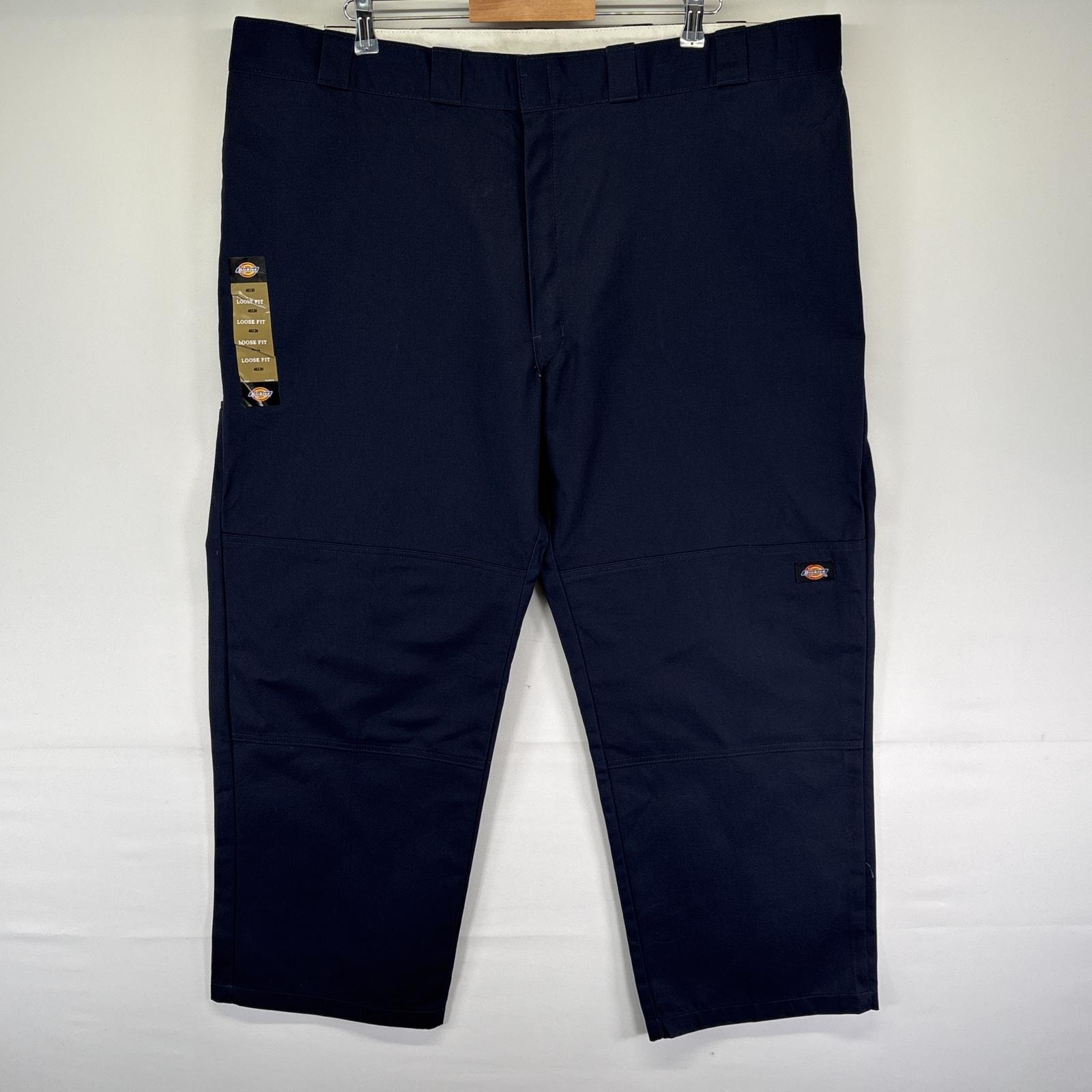 古着 美品 ディッキーズ Dickies ワークパンツ タグ付き デッドストック ダブルニー ワンポイントロゴ w46 L30  ネイビー メンズ