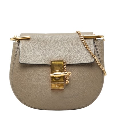 クロエ ドリュー 斜め掛け チェーン ショルダーバッグ グレージュ レザー レディース Chloe 中古