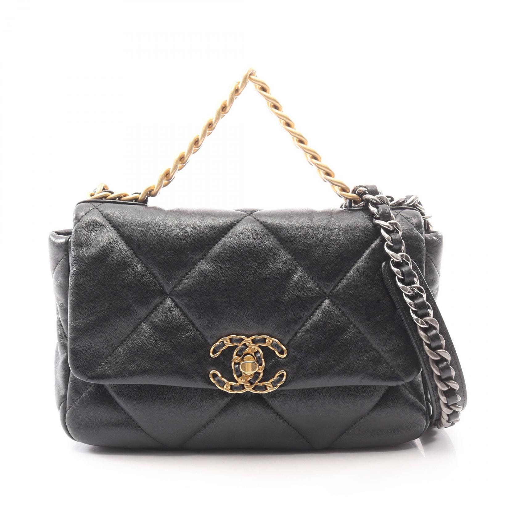 シャネル CHANEL 19 ディズヌフ マトラッセ コンビ金具 2WAY ショルダーバッグ バッグ ラムスキン(羊革) レディース ブラック系 AS1160 【中古】