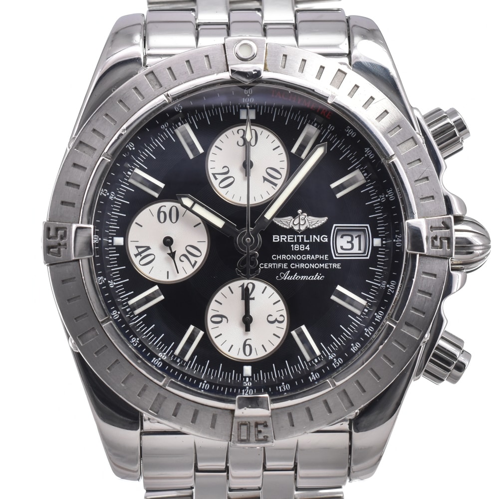 ブライトリング BREITLING A13356 クロノマット クロノグラフ ブラック 自動巻き メンズ 良品 内箱付き 腕時計 O#150926