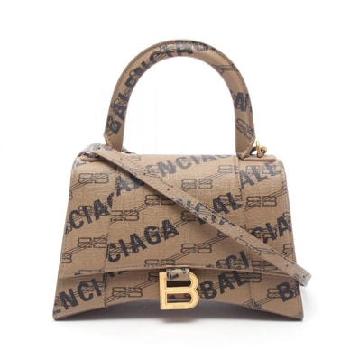 バレンシアガ BALENCIAGA アワーグラス スモール 2WAY ハンドバッグ バッグ PVCコーティングキャンバス レディース グレー系 / ブラック系 / ブラウン系 593546 【中古】