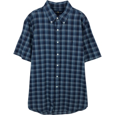 古着 ラルフローレン Ralph Lauren CUSTOM FIT 半袖 ボタンダウン チェックシャツ メンズXL相当/eaa477599