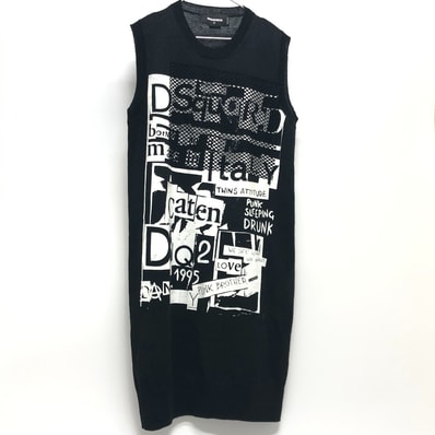 ディースクエアード DSQUARED2 ロゴ ノースリーブ ニット ワンピース アパレル ワンピース アクリル ブラック