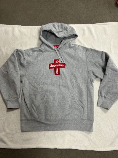 Supreme Cross Box Logo Hooded Sweatshirt "Grey"