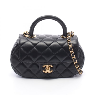 シャネル CHANEL マトラッセ トップハンドル 2WAY ショルダーバッグ バッグ ラムスキン(羊革) レディース ブラック系 【中古】