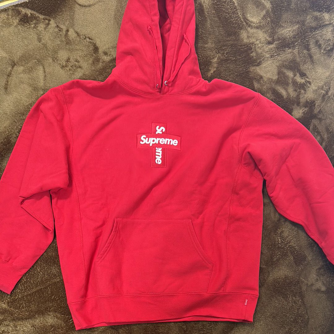 Supreme Cross Box Logo Hooded Sweatshirt "Red"