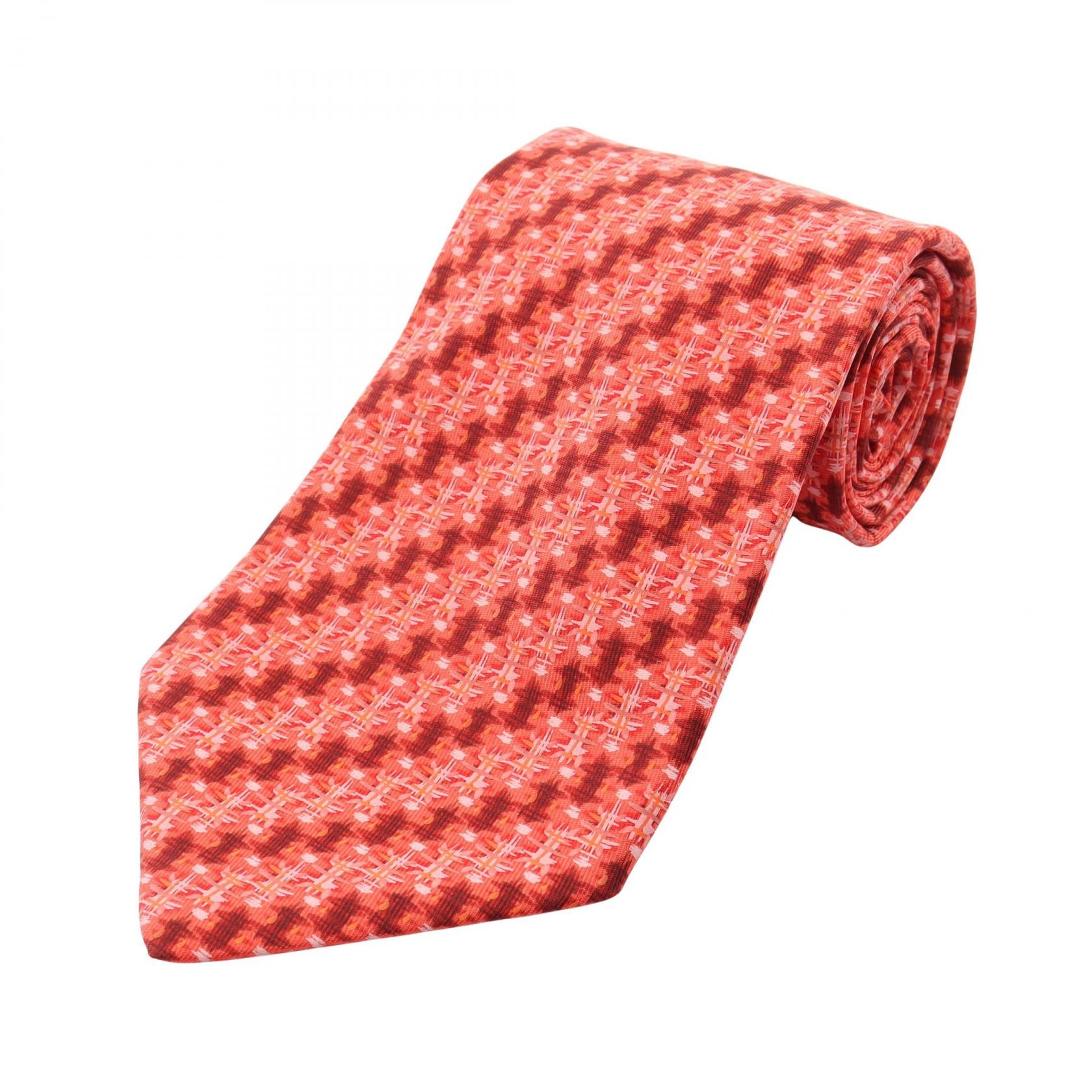 エルメス HERMES 総柄 ネクタイ 衣料品 シルク シルク メンズ レッド系 / ピンク系 / マルチカラー 【中古】
