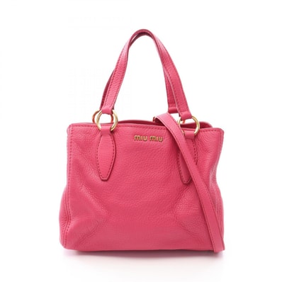 ミュウ ミュウ Miu Miu VITELLO CARIBU 2WAY ハンドバッグ バッグ レザー レディース ピンク系 RN0757 【中古】