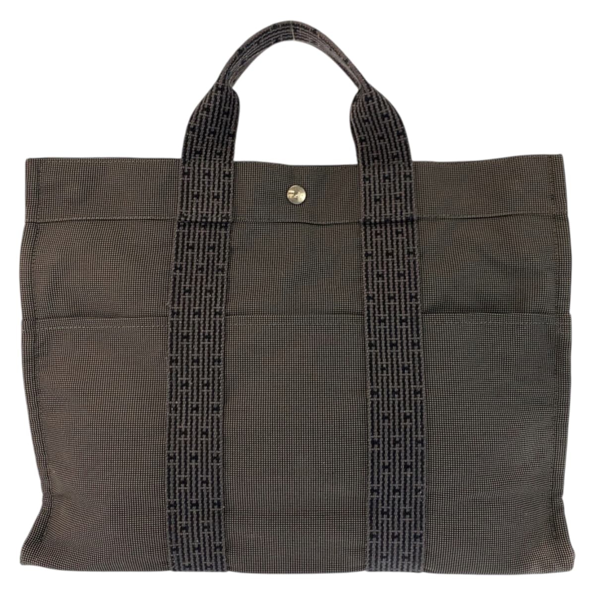 美品 HERMES エルメス エールラインMM グレー シルバー金具 ポリアミド ポリエステル/ トートバッグ ハンドバッグ 601451 【中古】