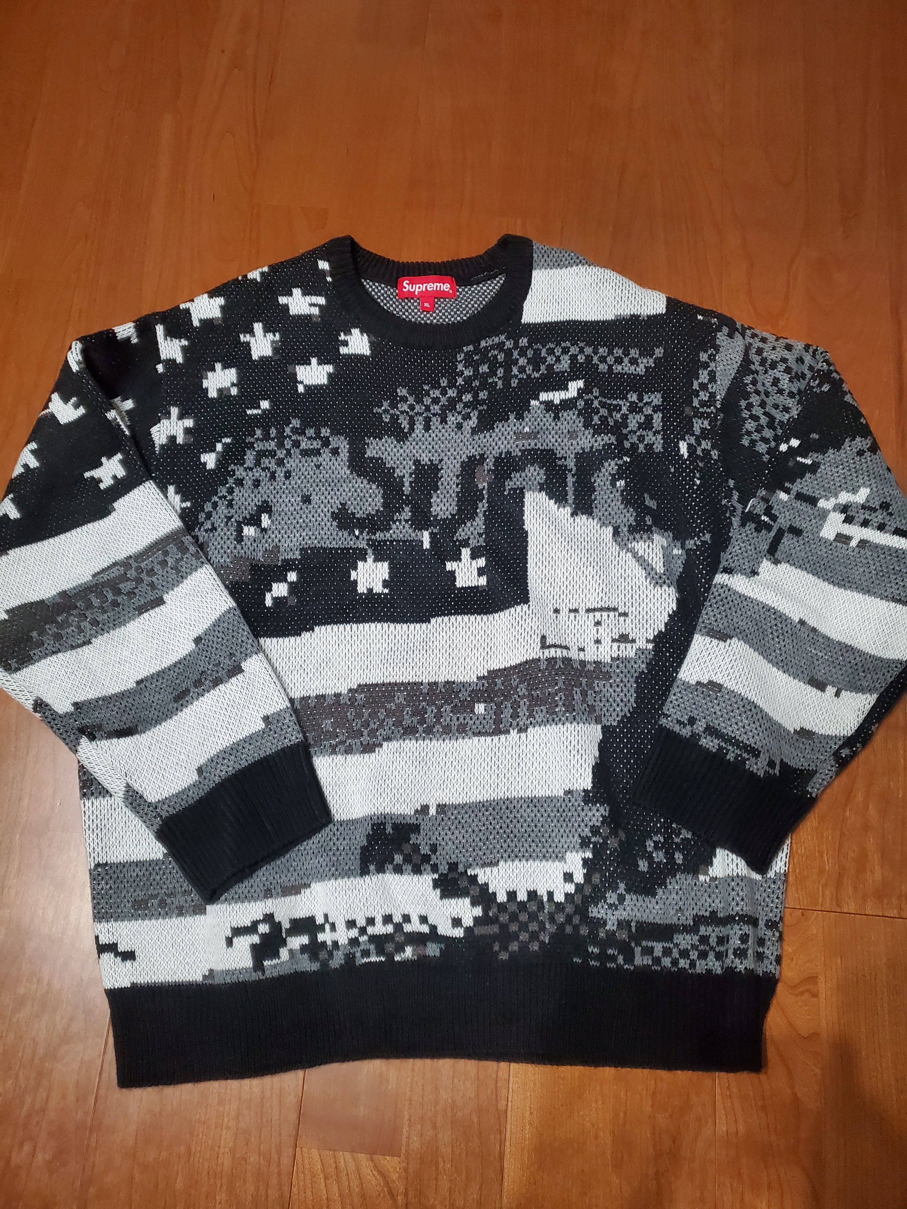 Supreme Digital Flag Sweater "Black"