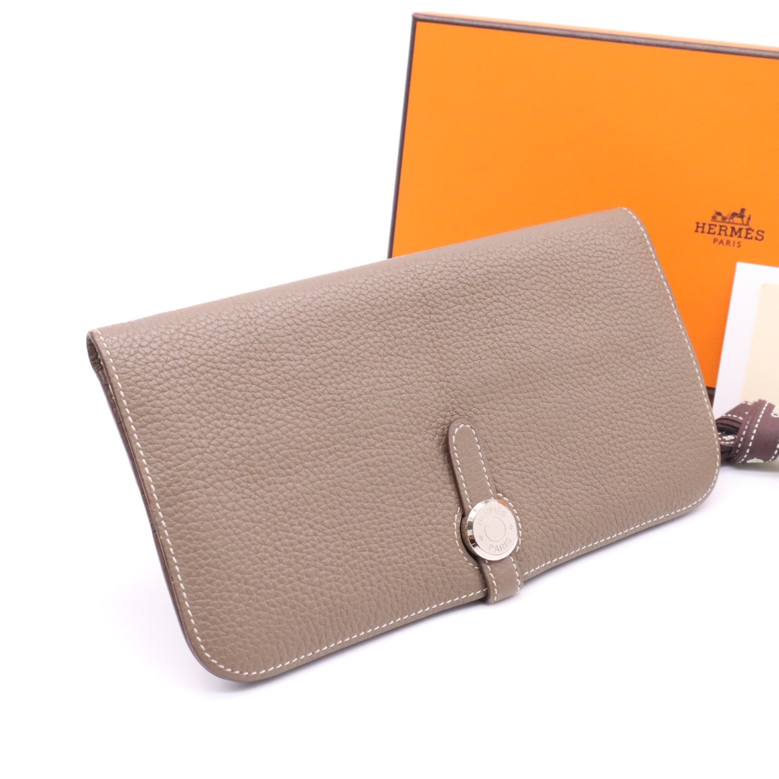 HERMES エルメス ドゴンロング レクトヴェルソ 長財布 - 長財布 エトゥープ シルバー トゴ レディース