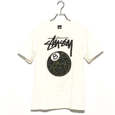STUSSY ハイビスカス8ボールプリントTeeホワイト