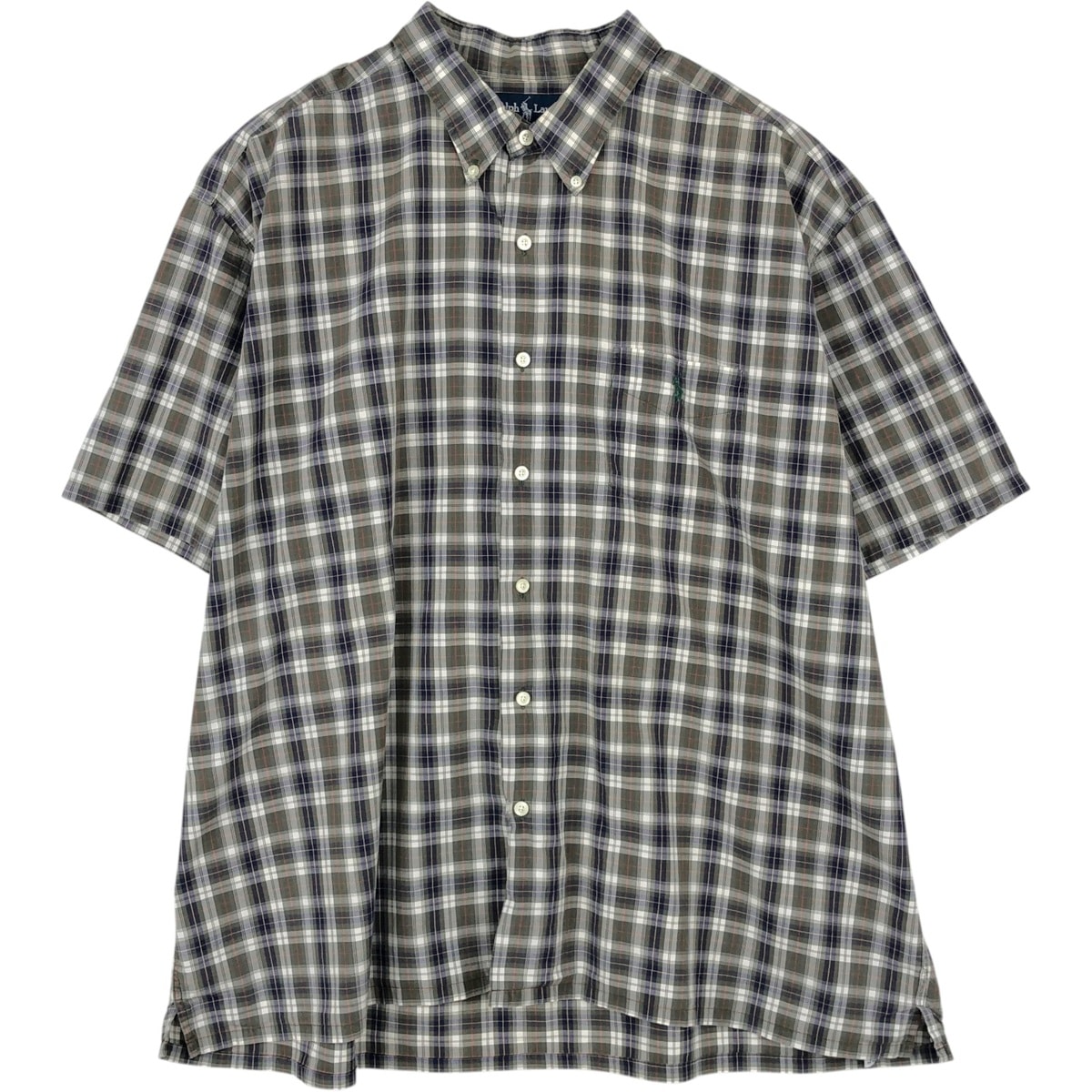 古着 ラルフローレン Ralph Lauren GREGGOR ボックスシャツ 半袖 ボタンダウン チェックシャツ メンズXXL相当/eaa623587