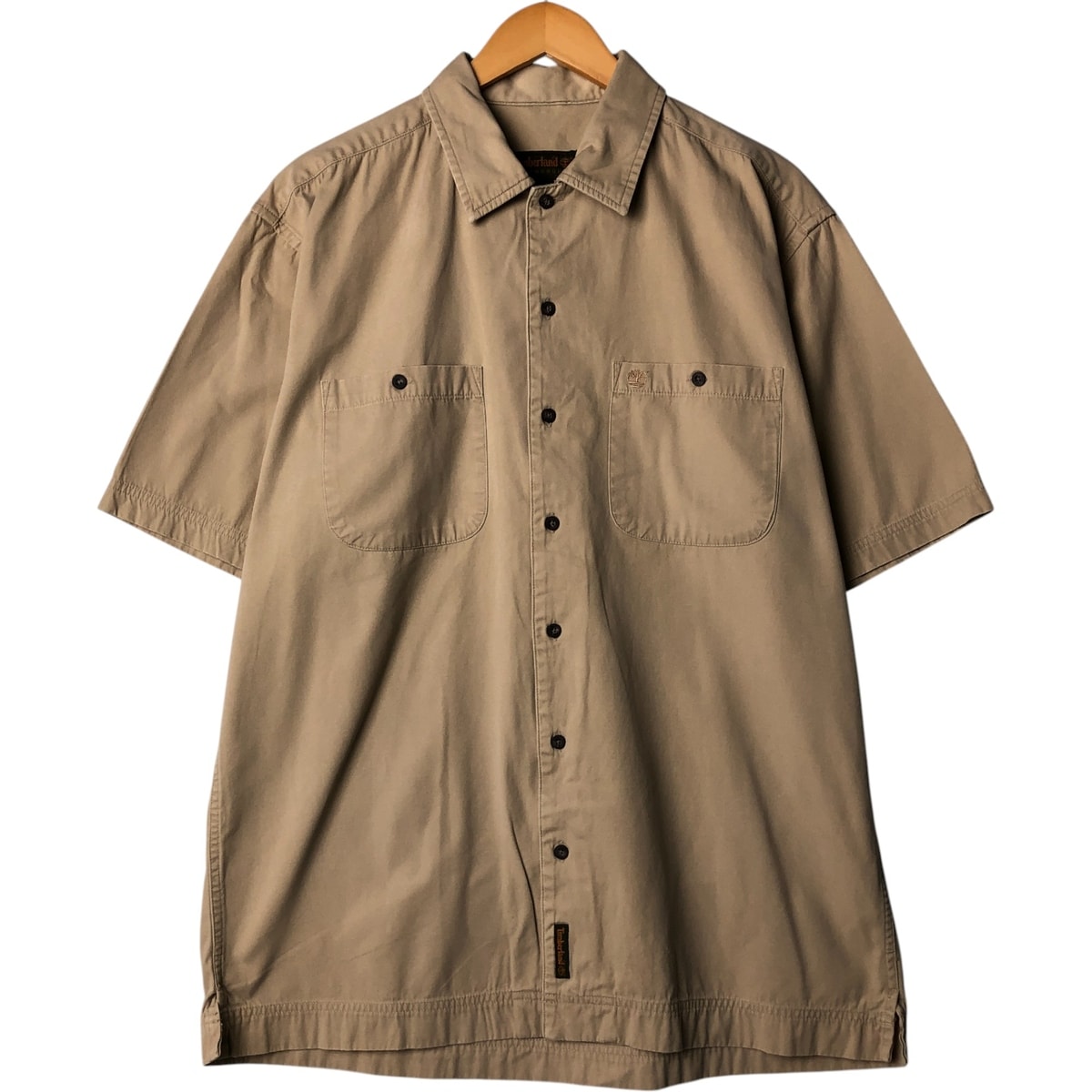 古着 90~00年代 ティンバーランド Timberland WEATHERGEAR 半袖 コットンシャツ ボックスシャツ メンズM相当 ヴィンテージ/eaa577307