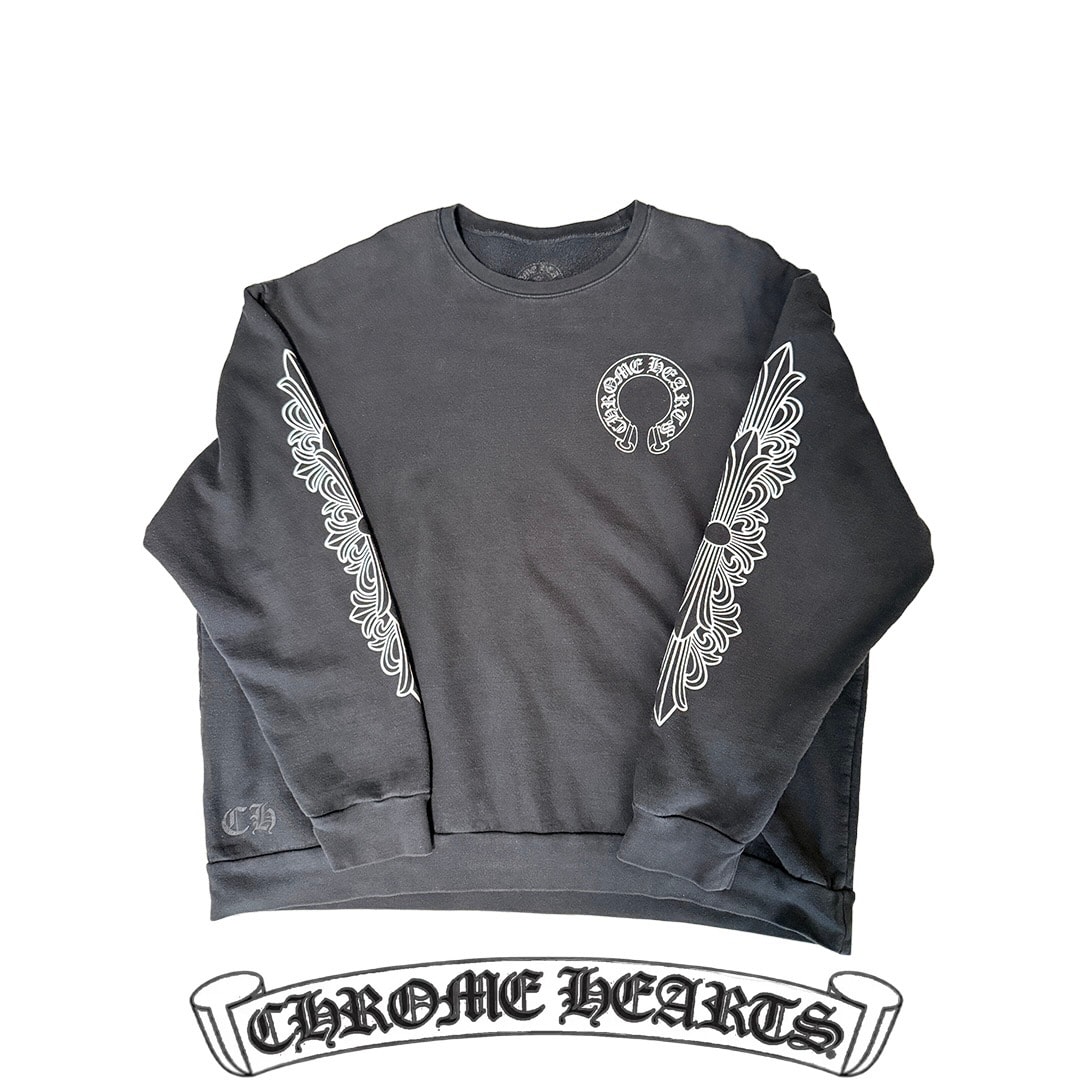 Chrome Hearts Floral Cross Horseshoe Back Print Sweatshirt "Black"
